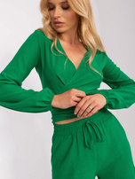 Hurt Zielony damski komplet casualowy z wiązaniem