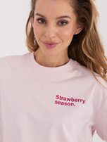 Jasnoróżowy t-shirt z nadrukiem na plecach SUBLEVEL 