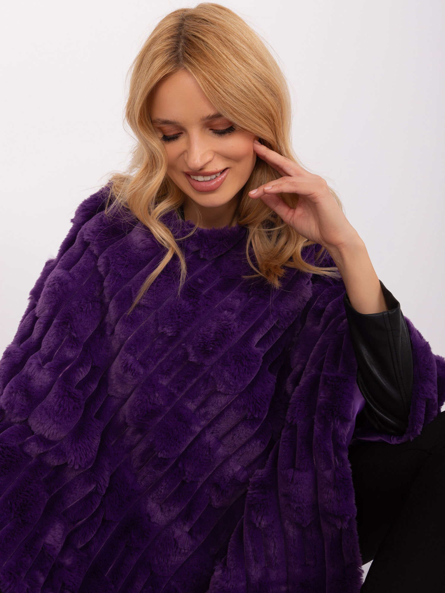 Poncho ciemny fioletowy