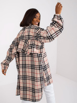 Jasnobeżowo-czarna długa koszula z wełną Bonnie