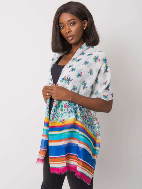 Biała chusta z wiskozy we wzory