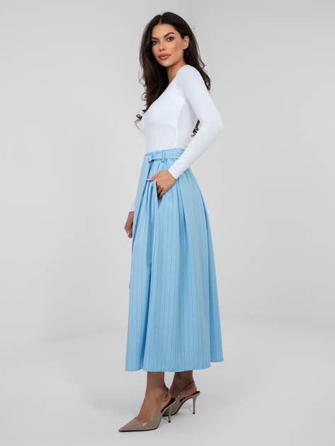 Pastelowa niebieska midi spódnica w paski