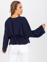 Hurtownia Granatowa bluzka one size z szerokimi rękawami Raquela