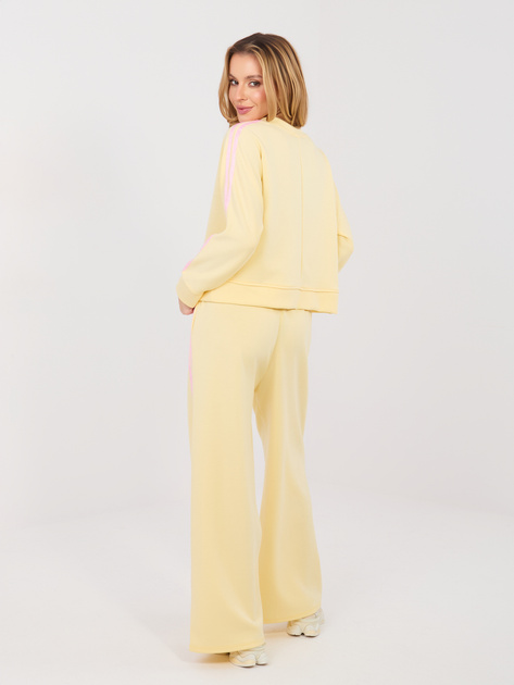 Jasnożółte szerokie spodnie z lampasami RUE PARIS