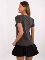 Hurtownia Khaki dopasowany t-shirt z bawełny 