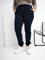 Granatowe dresowe spodnie plus size z wiązaniem