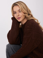 Ciemnobrązowy sweter oversize z domieszką moheru