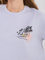 Jasnofioletowy t-shirt z letnim nadrukiem SUBLEVEL 