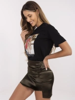 Czarny damski t-shirt z nadrukiem
