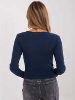 Granatowa bluzka basic z guzikami przy dekolcie