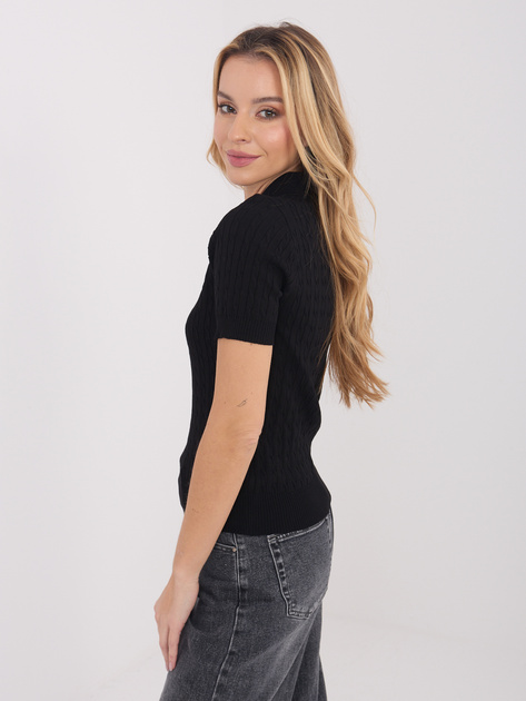 Czarny damski sweter z krótkim rękawem