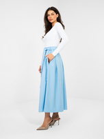 Pastelowa niebieska midi spódnica w paski 