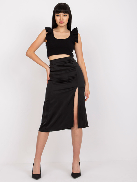 Czarna spódnica ołówkowa midi z rozcięciem RUE PARIS