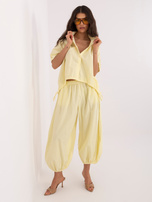 Jasnożółta damska koszula oversize z sztruksu