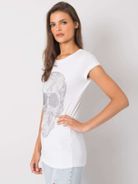 Biały t-shirt z aplikacją Skull