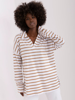 Hurtownia Biało-brązowa bawełniana bluzka oversize