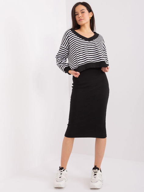 Hurt Czarno-biały komplet basic z sukienką midi