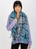 Online wholesaler Blue women's scarf with fringes.