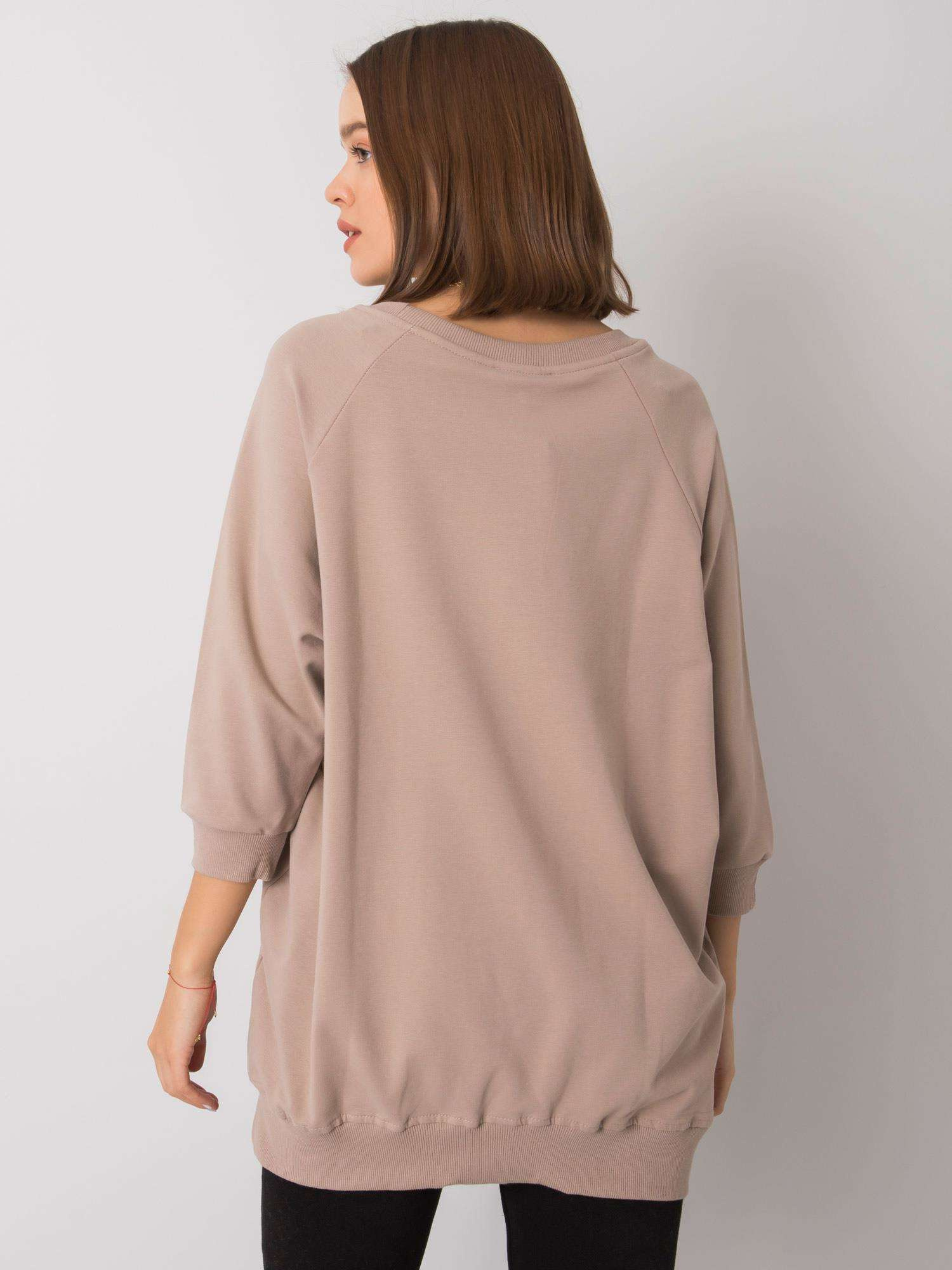 Dark beige sweatshirt for women without hood Karissa RUE PARIS