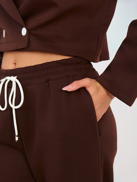 Brązowy dresowy komplet z krótką marynarką RUE PARIS