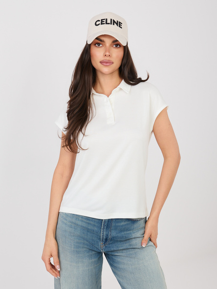 Biała damska koszulka polo z domieszką wiskozy SUBLEVEL