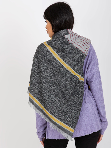 Hurtownia Czarno-żółty damski szal zimowy we wzory