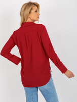 Hurt Bordowa damska koszula klasyczna z długim rękawem 