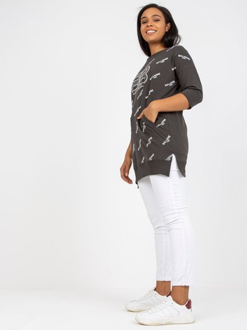 Hurtownia Khaki bluzka plus size z aplikacją