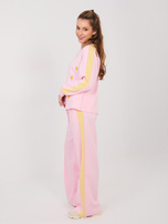 Jasnoróżowe dresowe spodnie z przeszyciami RUE PARIS 