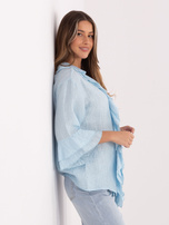 Jasnoniebieska damska koszula z marszczonego materiału