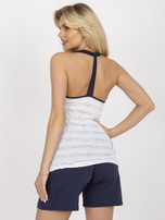 Ecru-granatowa dwuczęściowa piżama z nadrukiem 