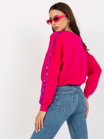 Hurt Fuksjowa krótka bluza bez kaptura z cekinami RUE PARIS 