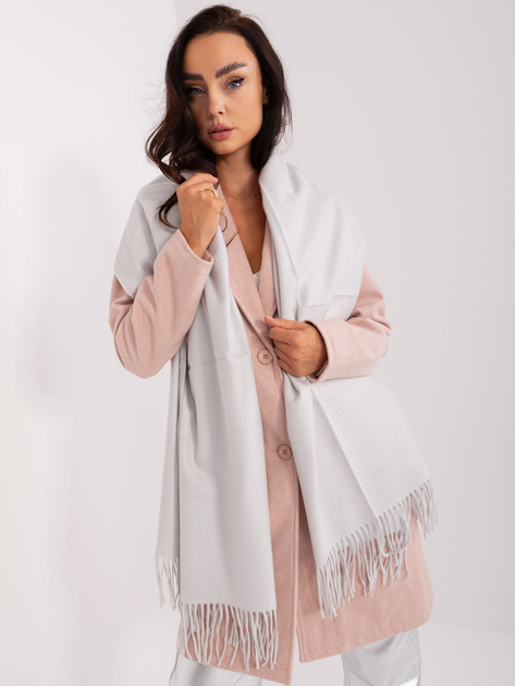 Hurtownia Jasnoszary szal damski z dzianiny