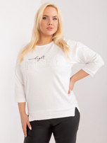 Hurt Ecru bluzka plus size z ozdobnym napisem