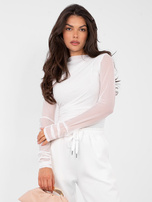 Biała drapowana bluzka z marszczeniami