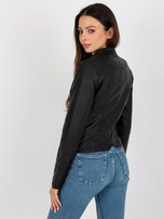 Hurtownia Czarna damska kurtka z ekoskóry biker