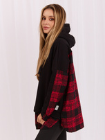 Schwarz-rote Damenhoodie mit Kapuze Freyah RUE PARIS.