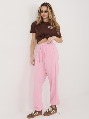 Różowe dresowe spodnie z wysokim stanem