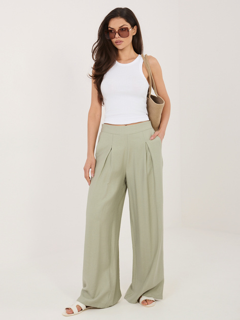 Pistacjowe letnie spodnie bez zapięcia SUBLEVEL