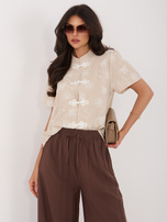 Beżowa damska bluzka w stylu chińskim