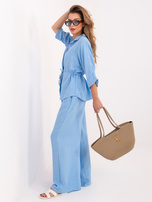 Jasnoniebieski letni komplet ze ściągaczem w talii