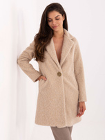 Beżowy jednorzędowy płaszcz damski