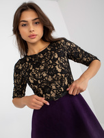 Hurt Czarno-ciemnofioletowa sukienka koktajlowa z paskiem 