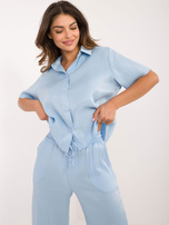 Hurt Jasnoniebieski połyskujący komplet elegancki z koszulą