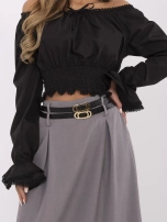Szara rozkloszowana spódnica z gumką w pasie