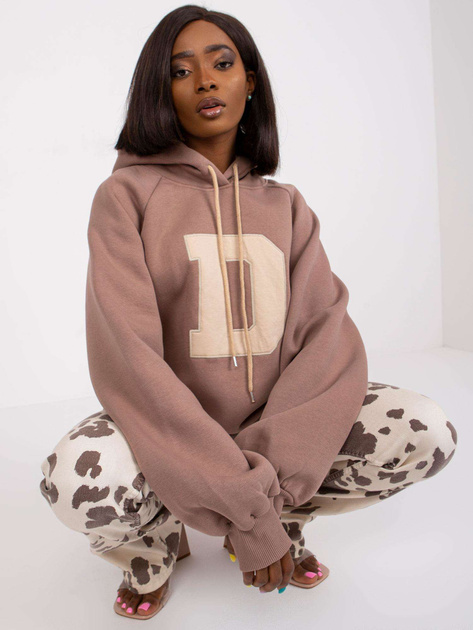 Brązowa bluza dresowa oversize z kapturem Valeria