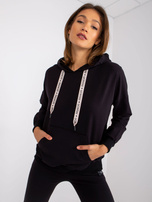 Czarny dresowy komplet damski z kapturem Alejandra