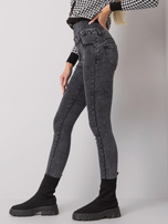 Szare jeansy rurki high waist Garland