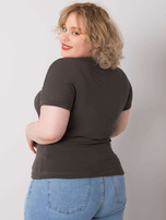 Ciemna khaki bluzka plus size z dżetami Luce