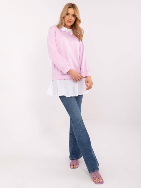 Hurt Liliowa koszulowa bluzka z domieszką wiskozy